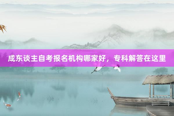 成东谈主自考报名机构哪家好，专科解答在这里